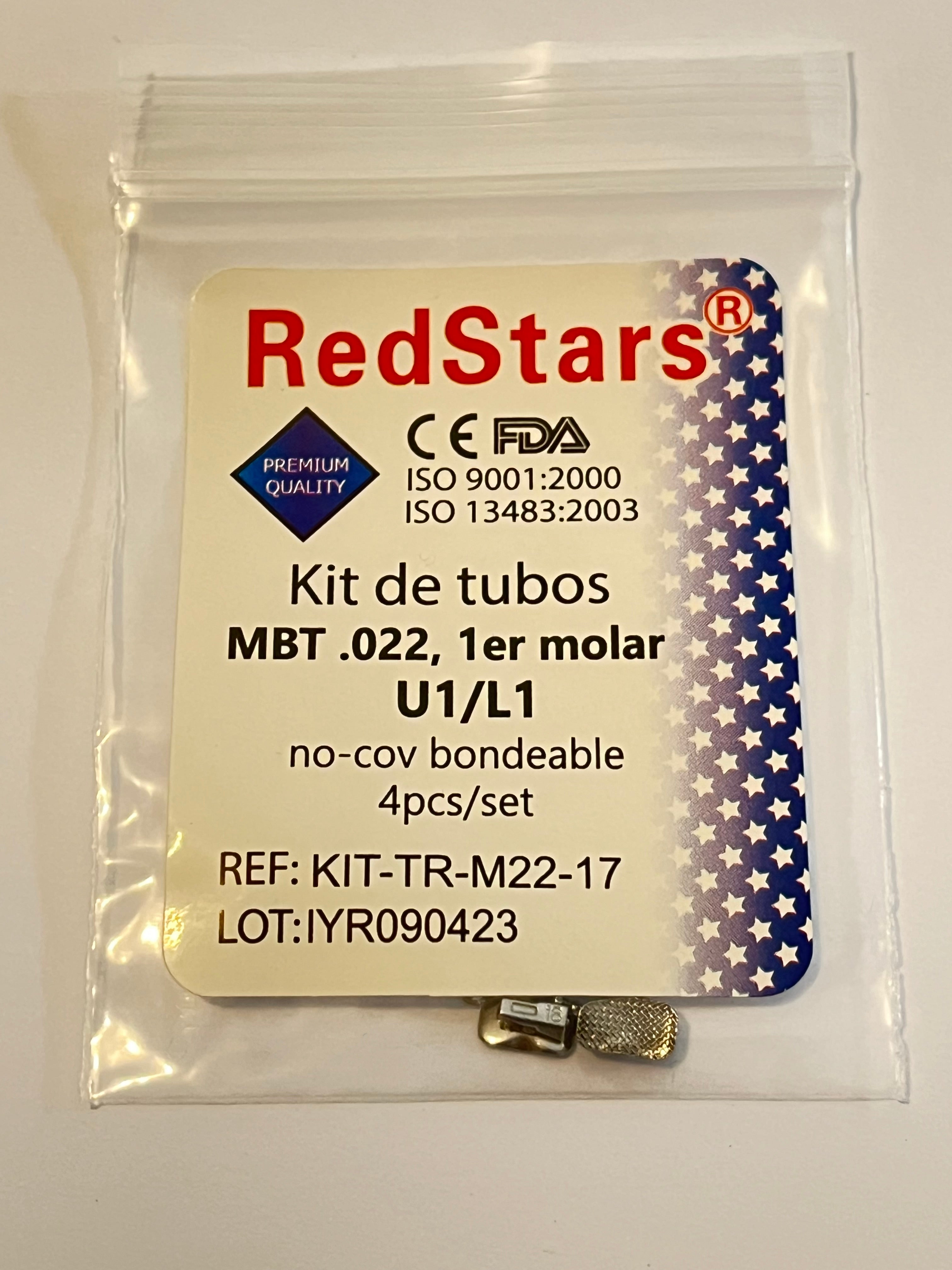 Tubos ardent bondeables con malla MBT .022 para primeros molares con 4 piezas