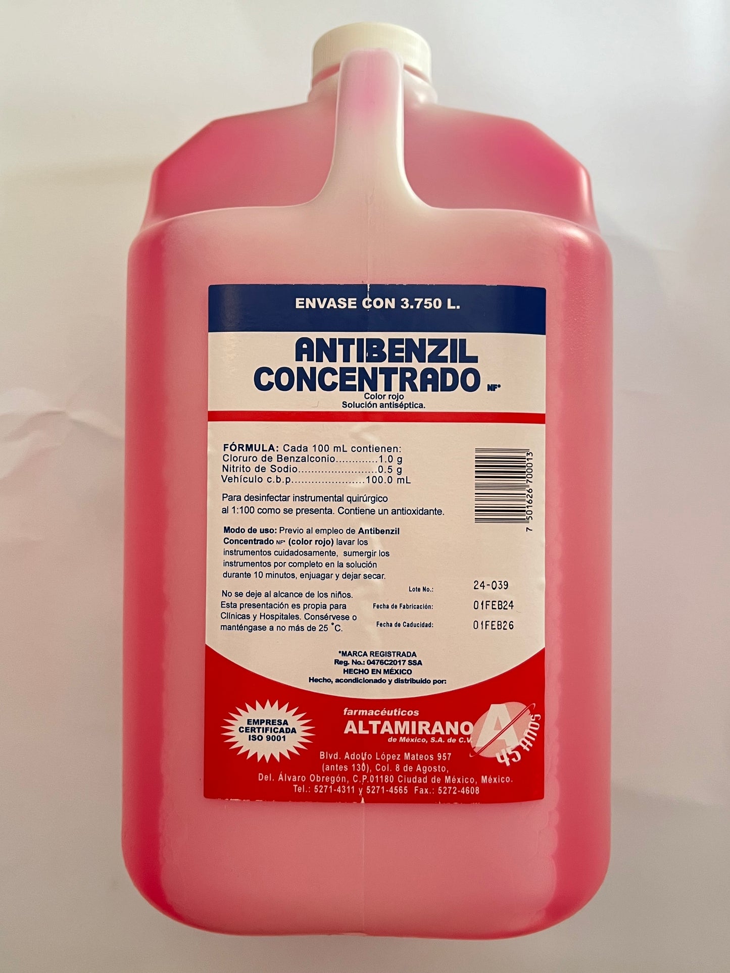 Antibenzil galón rojo 3.75 litros