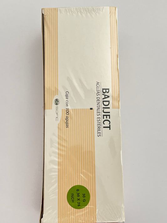 Aguja badiject corta 30G 0.30x25 inch caja con 100 piezas