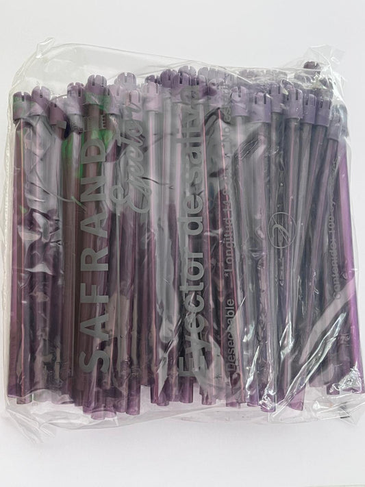 Eyectores de saliva color violeta con 50 piezas