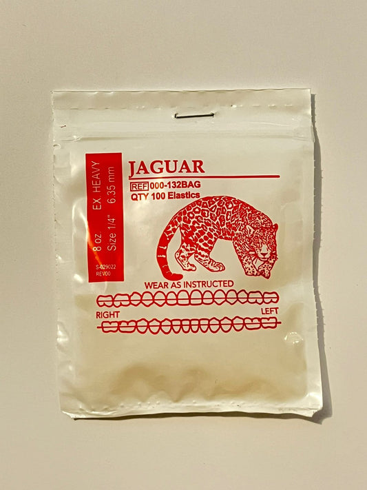 Elásticos extraorales american orthodontics por sobre Jaguar 8 onzas 1/4