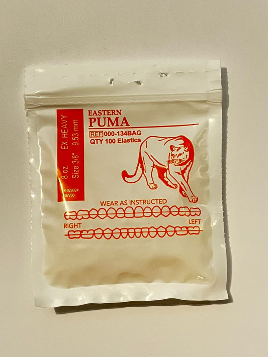 Elásticos extraorales american orthodontics por sobre Puma 8 onzas 3/8