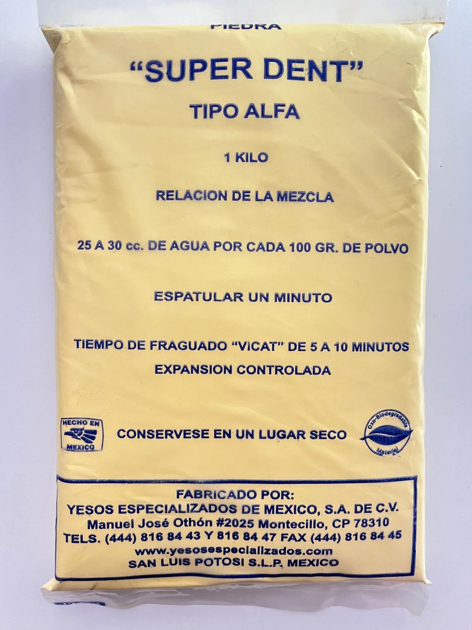 Yeso piedra amarillo superdent 1 kilo tipo III