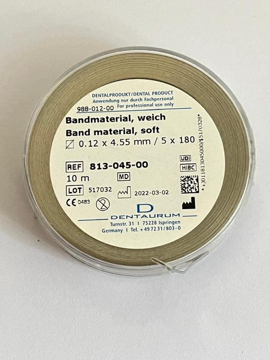 Paquete con 10 metros de material para banda tamaño .012x4.55mm/5x180 marca Dentaurum