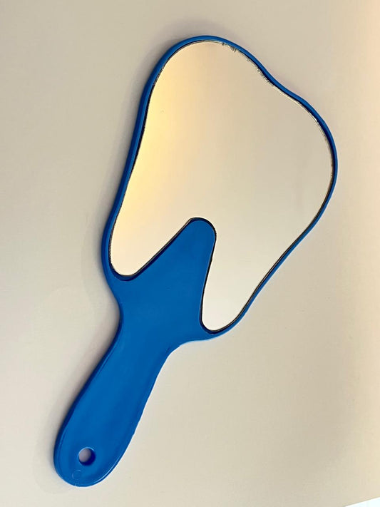 Espejo facial forma muela color azul