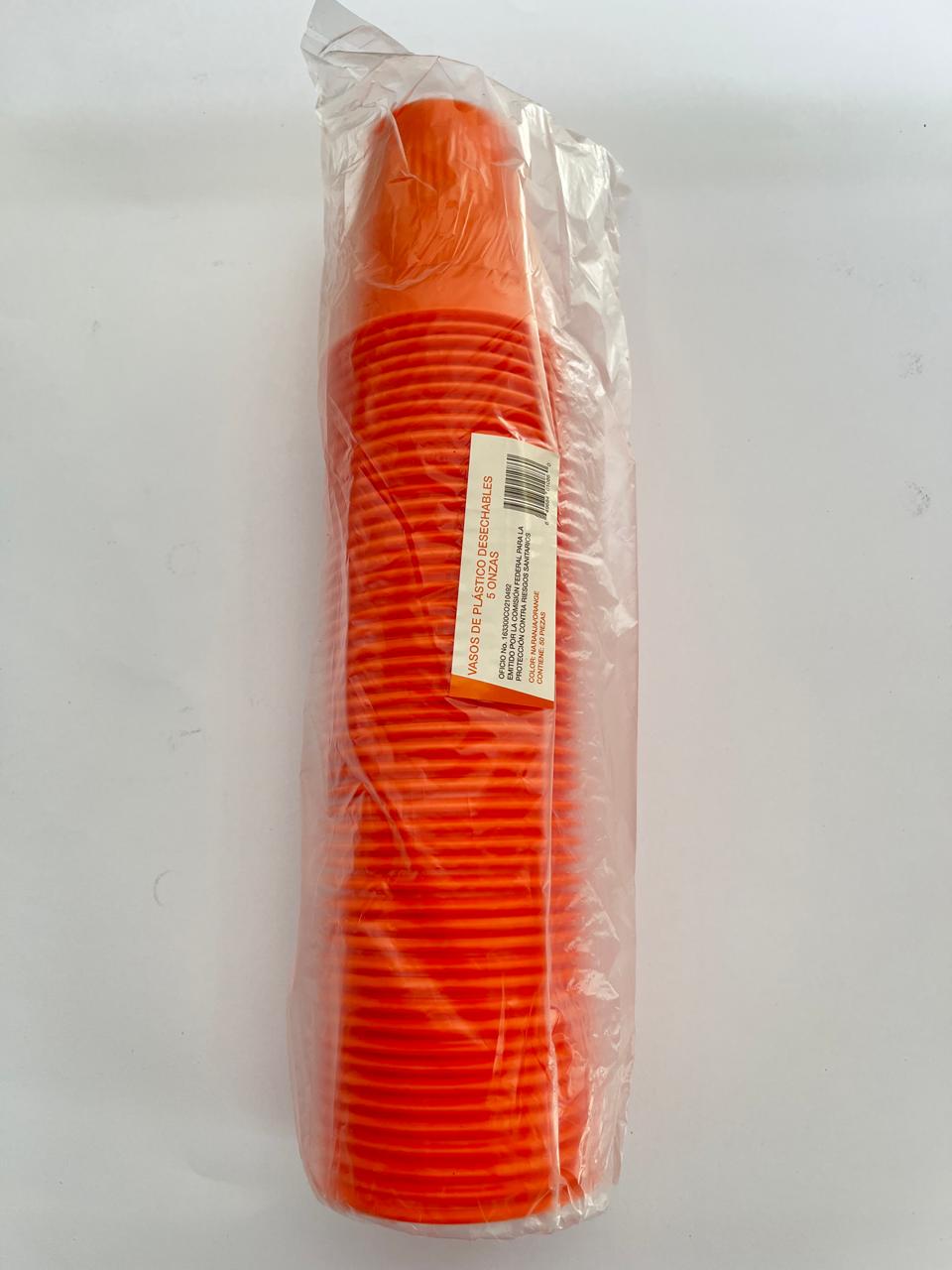 Vasos plástico naranja 5 onzas con 50 piezas