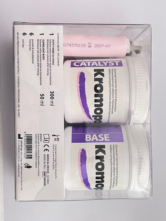 kit de Silicona por adición marca kromopan 1 cartucho light + putty 2x150ml