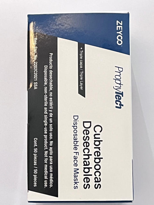 Cubrebocas negro zeyco procedural caja con 50 piezas