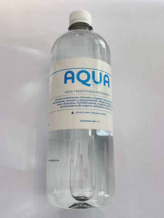 Aqua Agua tridestilada desionizada tamaño 1 litro