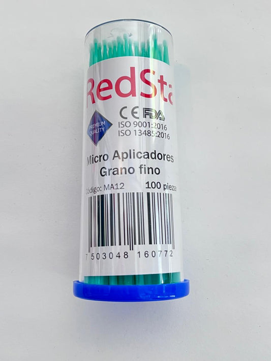 Microaplicadores microbrush punta fina T-MA12 marca redstars con 100 piezas