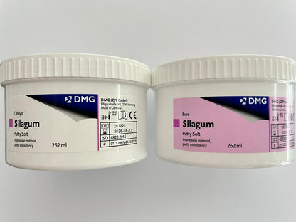 Silagum putty silicona adición vps 1 base y 1 catalizador de 262ml cada frasco -no incluye cucharitas medidoras