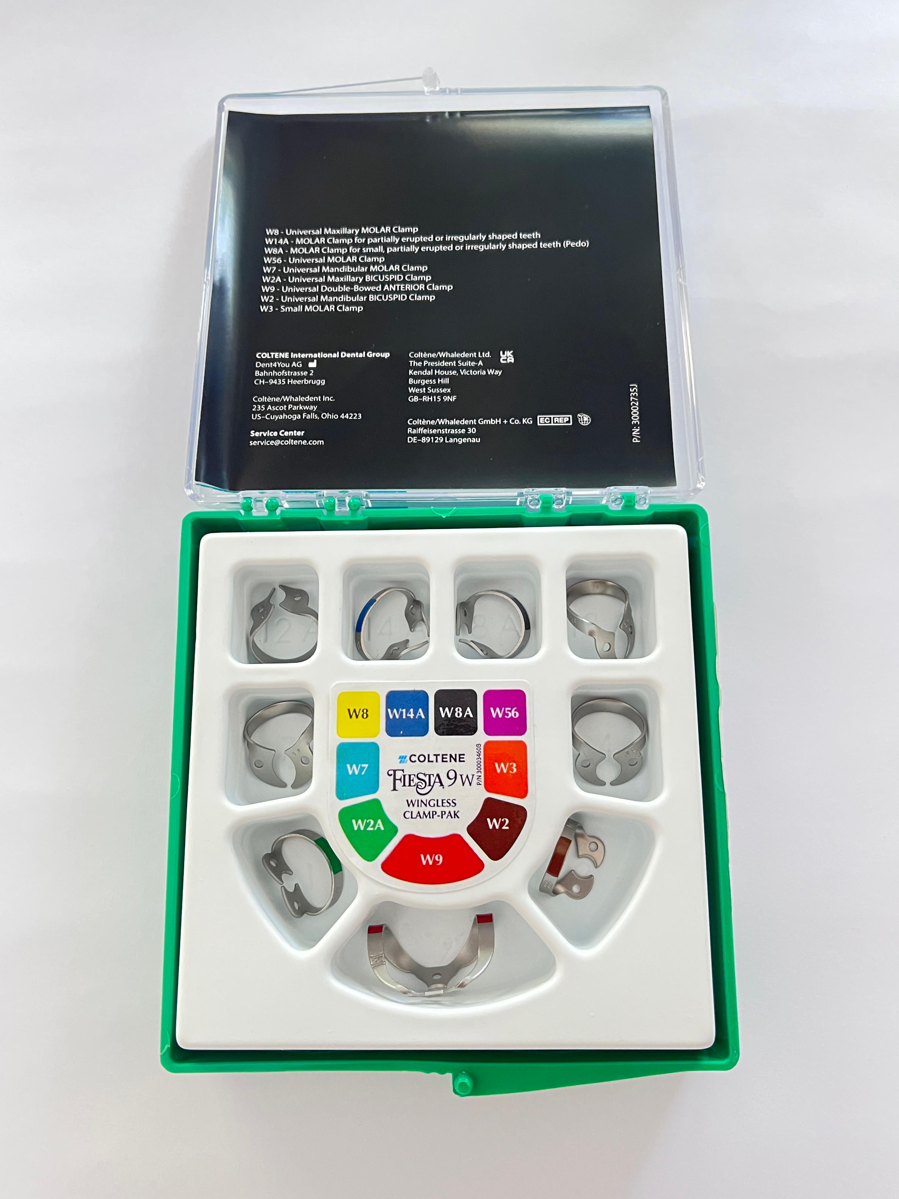 Juego de grapas hygienic, kit con 9 piezas Fiesta SIN aletas