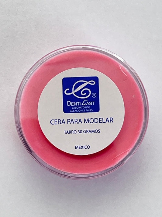 Cera para modelar tarro 30 gramos Denticast Castellan color rosa