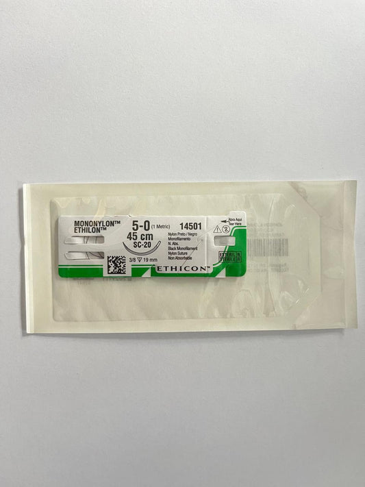 Sutura 5-0 nylon 45x2cm por pieza