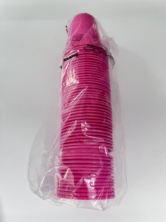 Vasos plástico color rosa mexicano con 50 piezas marca Borgatta