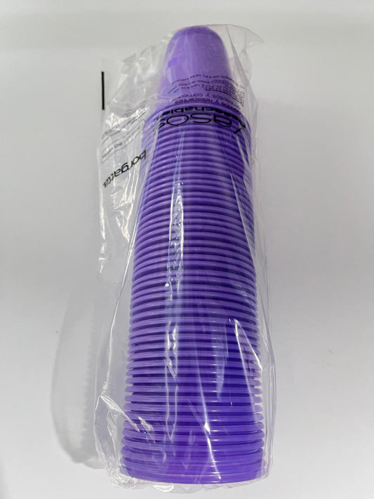 Vasos plástico color violeta con 50 piezas marca Borgatta