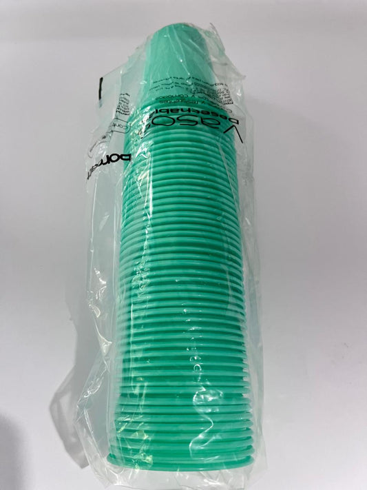 Vasos plástico color verde con 50 piezas marca Borgatta