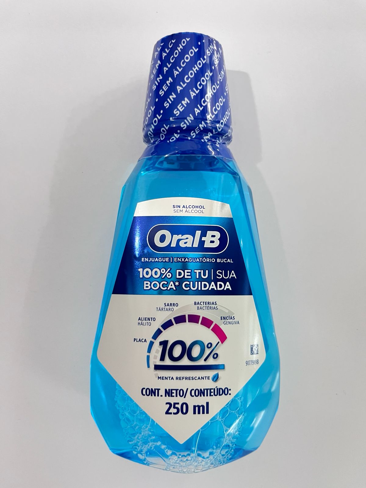 Enjuague bucal 100% sin alcohol sabor menta refrescante 250ml Oral-B
