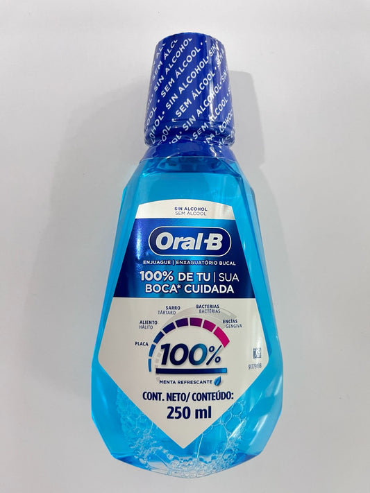 Enjuague bucal 100% sin alcohol sabor menta refrescante 250ml Oral-B