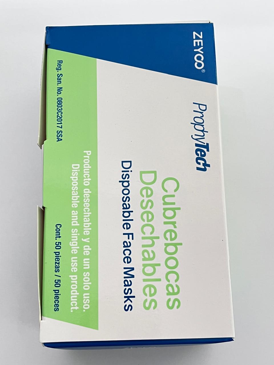 Cubrebocas verde zeyco procedural caja con 50 piezas