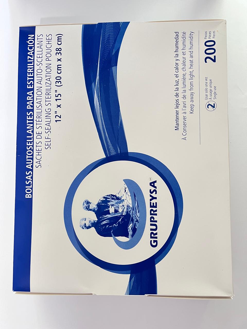 Bolsa para esterilizar 12"x15" (30x38cm) autosellante con 200 piezas
