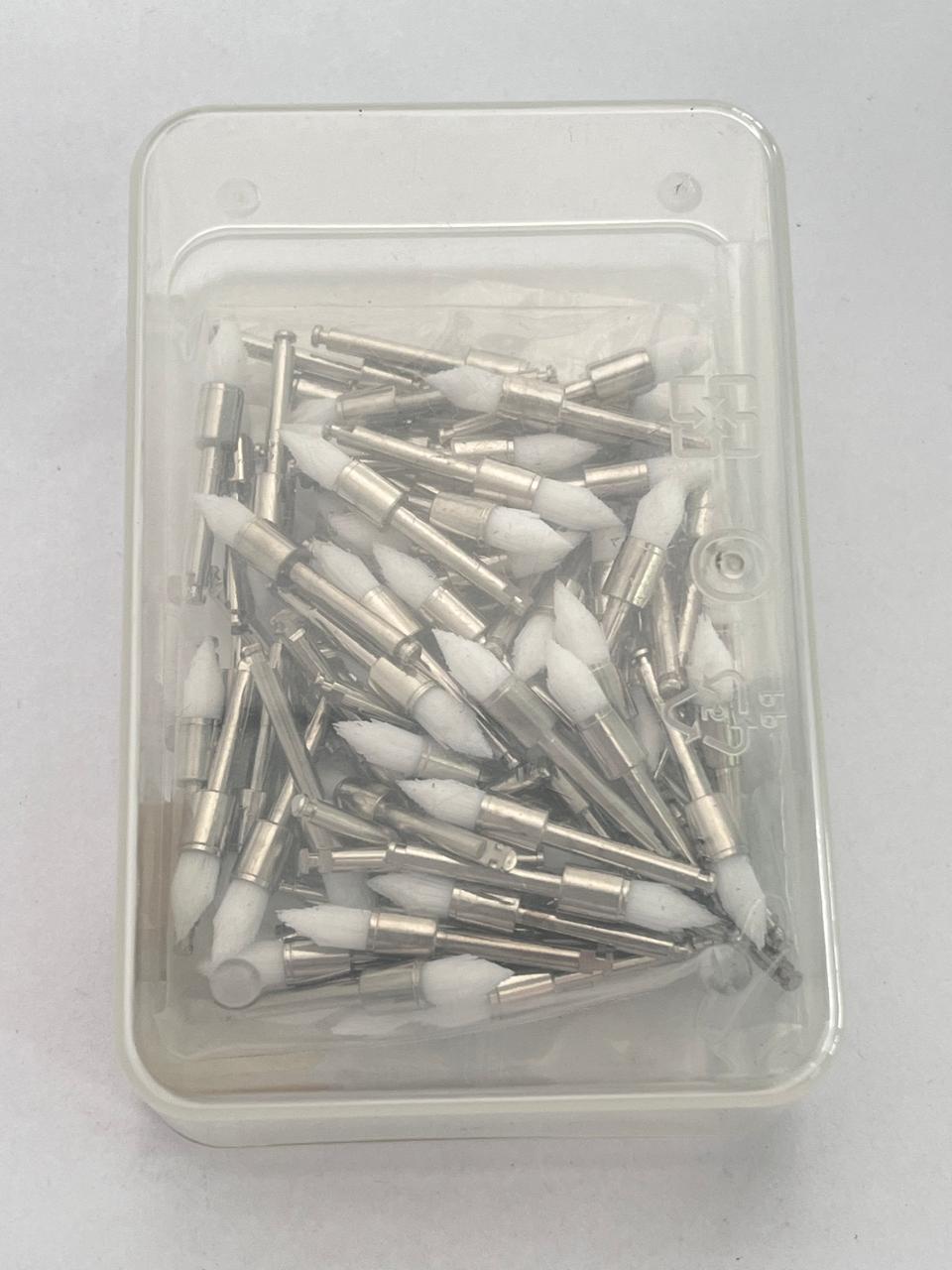Paquete con 100 cepillos de profilaxis blanco forma de cono por pieza