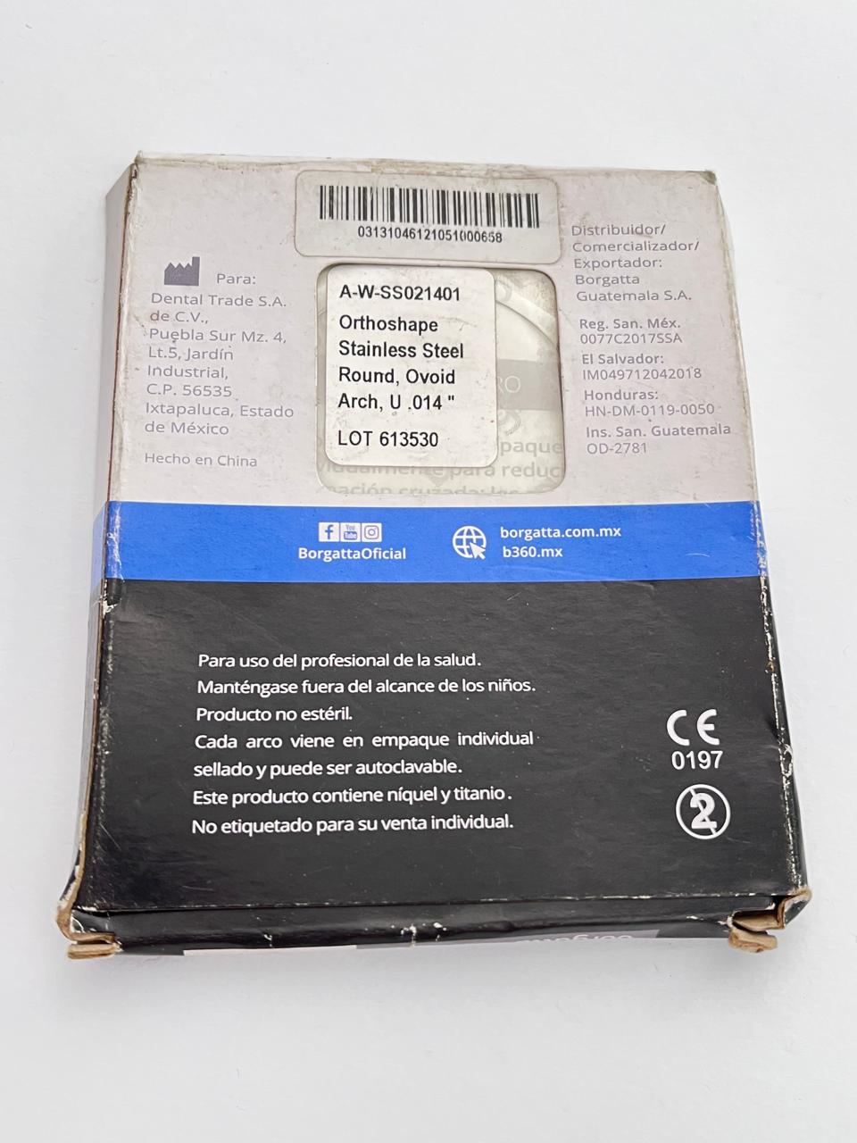 Arco acero inoxidable borgatta redondo .014 superior con 10 piezas 200-033