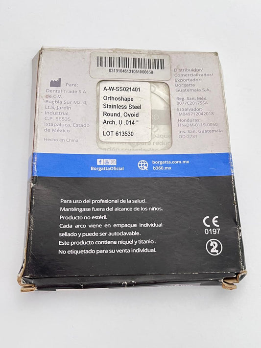 Arco acero inoxidable borgatta redondo .014 superior con 10 piezas 200-033