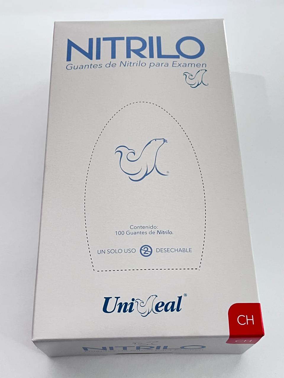 Caja guantes Nitrilo con 100 piezas Uniseal color purpura tamaño chico