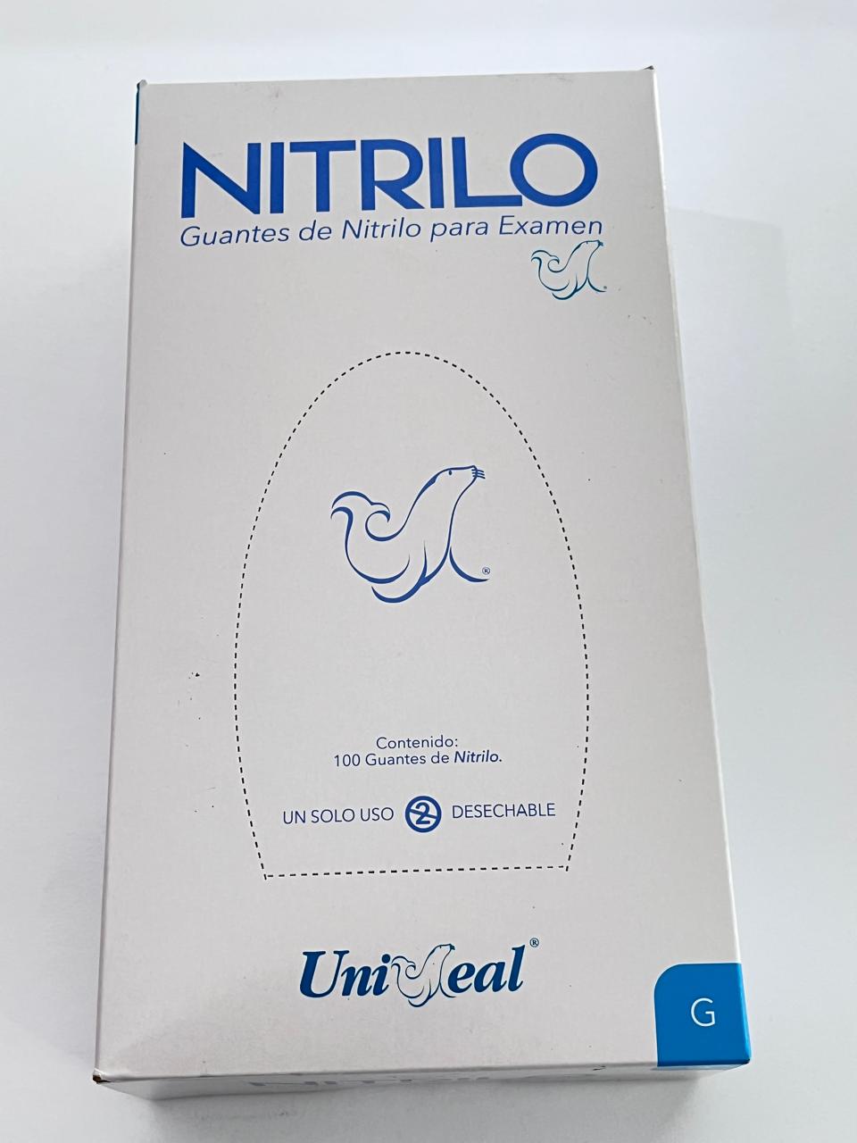 Caja guantes Nitrilo con 100 piezas Uniseal color purpura tamaño grande