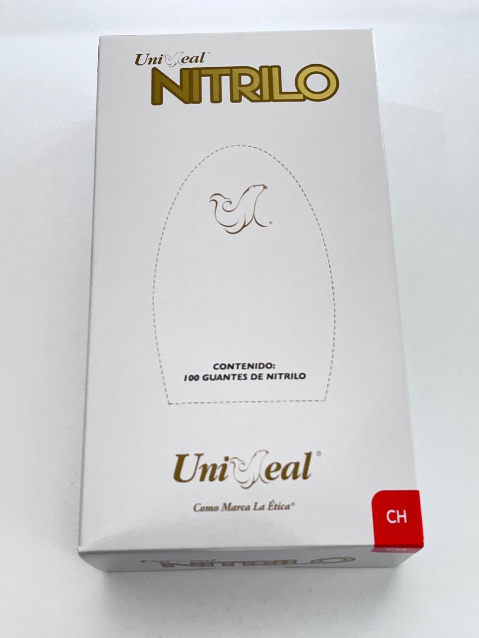 Caja guantes Nitrilo con 100 piezas Uniseal color dorado tamaño chico
