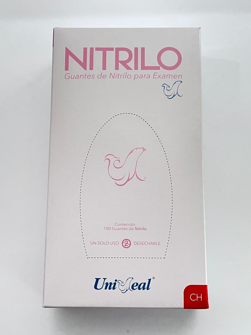 Caja guantes Nitrilo con 100 piezas Uniseal color rosa pálido tamaño chico