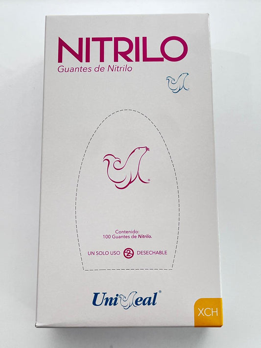Caja guantes Nitrilo con 100 piezas Uniseal color rosa tamaño extrachico