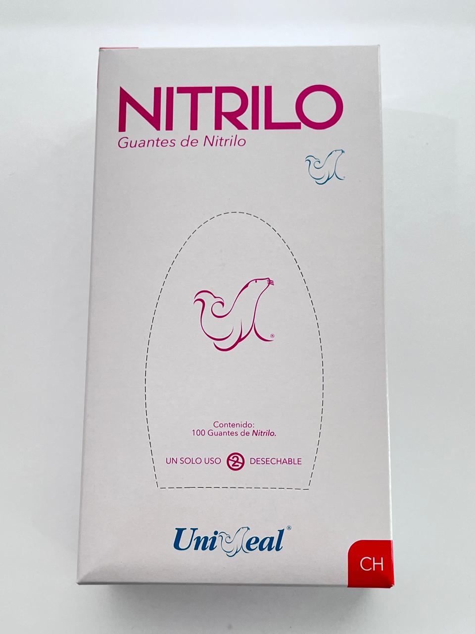 Caja guantes Nitrilo con 100 piezas Uniseal color rosa tamaño chico