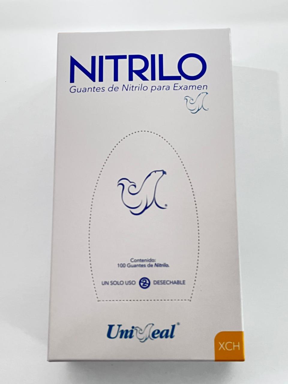 Caja guantes Nitrilo con 100 piezas Uniseal color azul cobalto tamaño extrachico