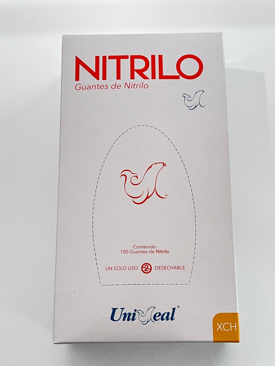 Caja guantes Nitrilo con 100 piezas Uniseal color naranja tamaño extrachico