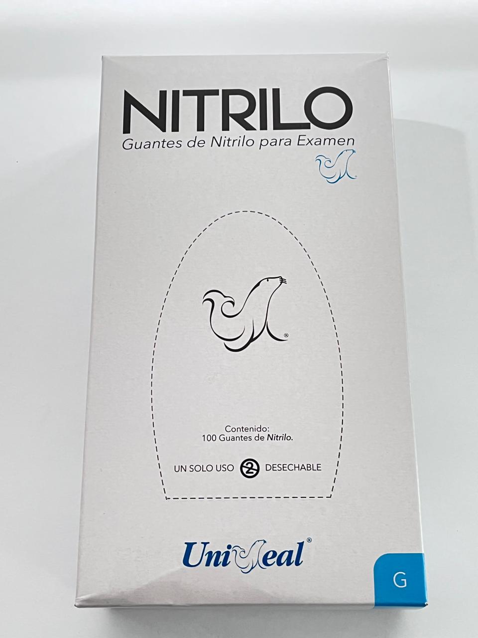 Caja guantes Nitrilo con 100 piezas Uniseal color negro tamaño grande