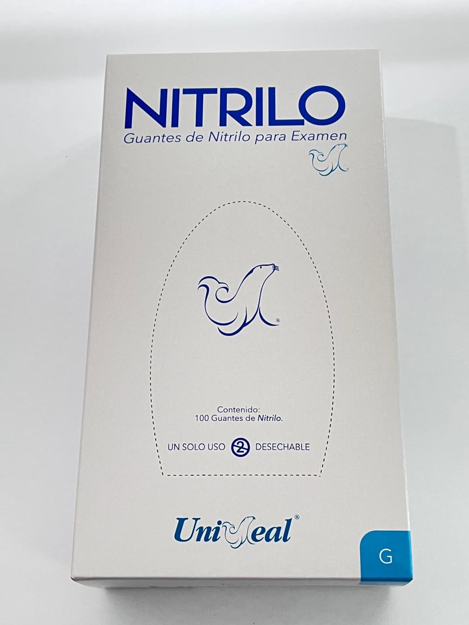 Caja guantes Nitrilo con 100 piezas Uniseal color azul cobalto tamaño grande