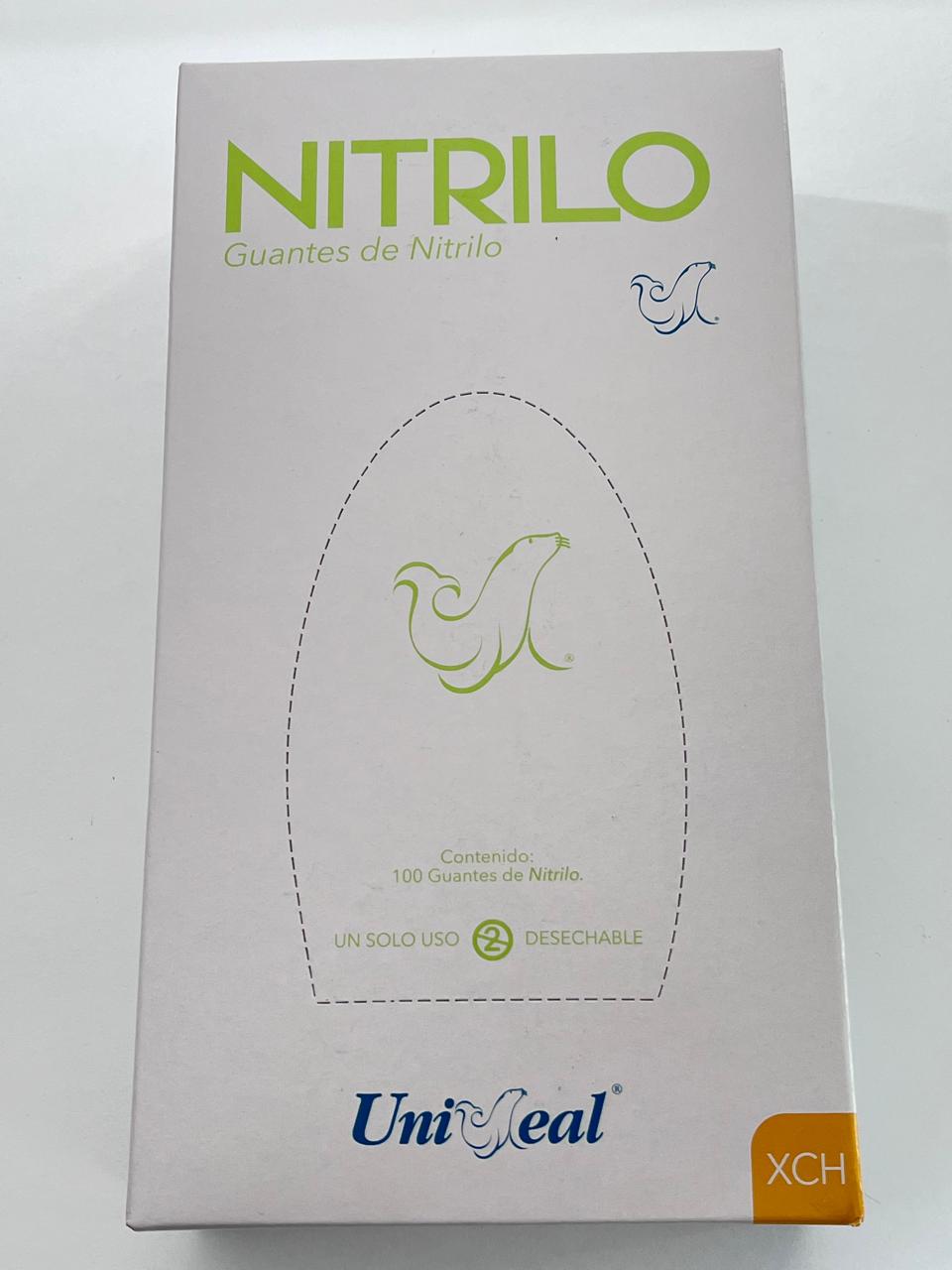 Caja guantes Nitrilo con 100 piezas Uniseal color verde tamaño extrachico