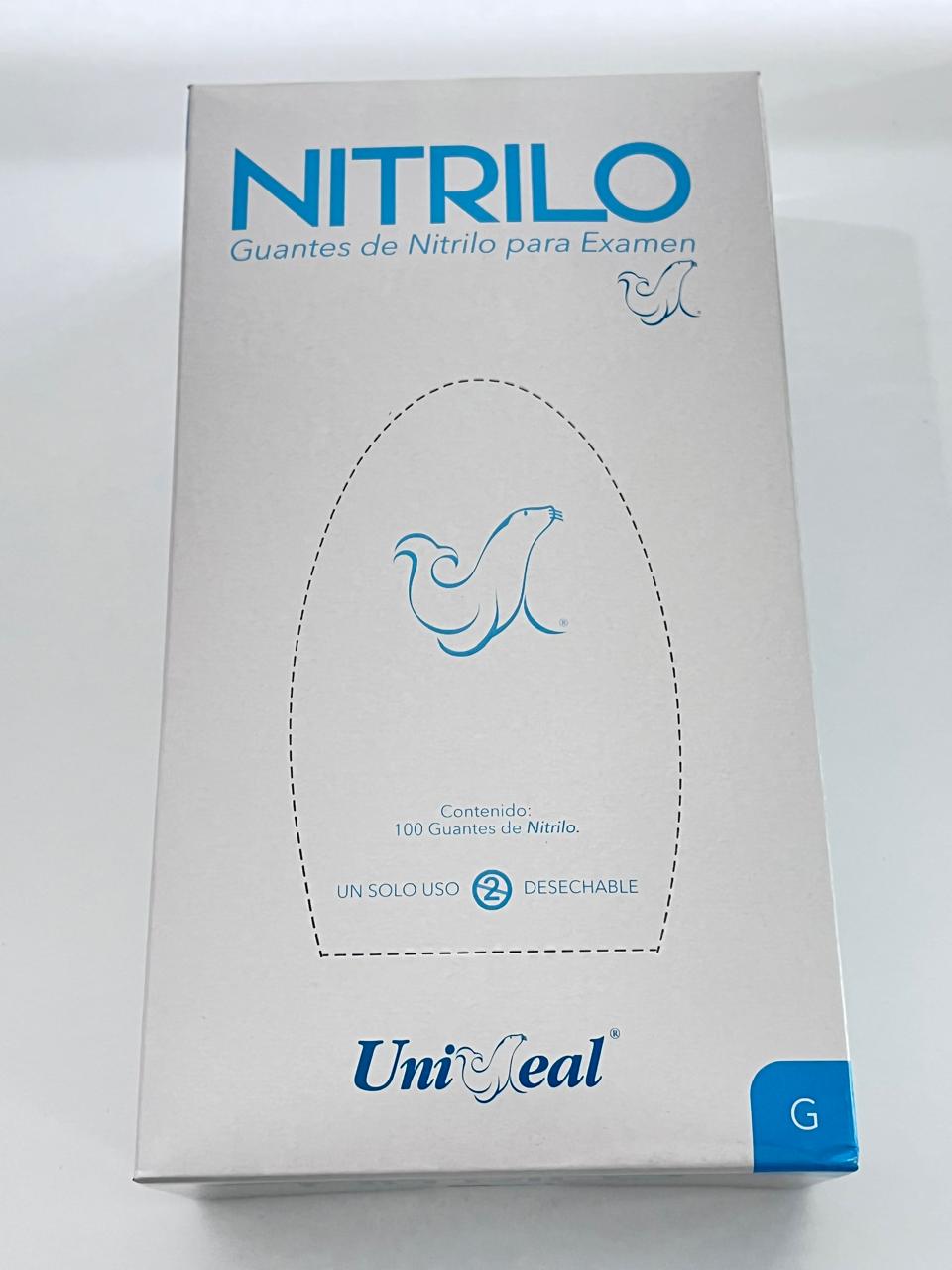 Caja guantes Nitrilo con 100 piezas Uniseal color azul tamaño grande