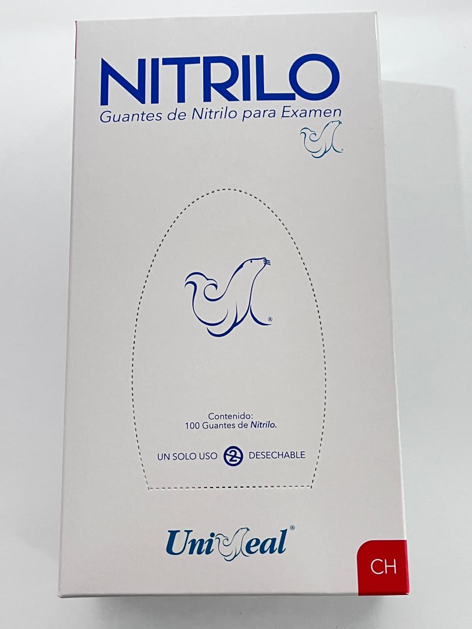 Caja guantes Nitrilo con 100 piezas Uniseal color azul cobalto tamaño chico