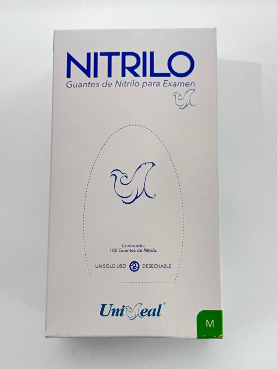 Caja guantes Nitrilo con 100 piezas Uniseal color azul cobalto tamaño mediano