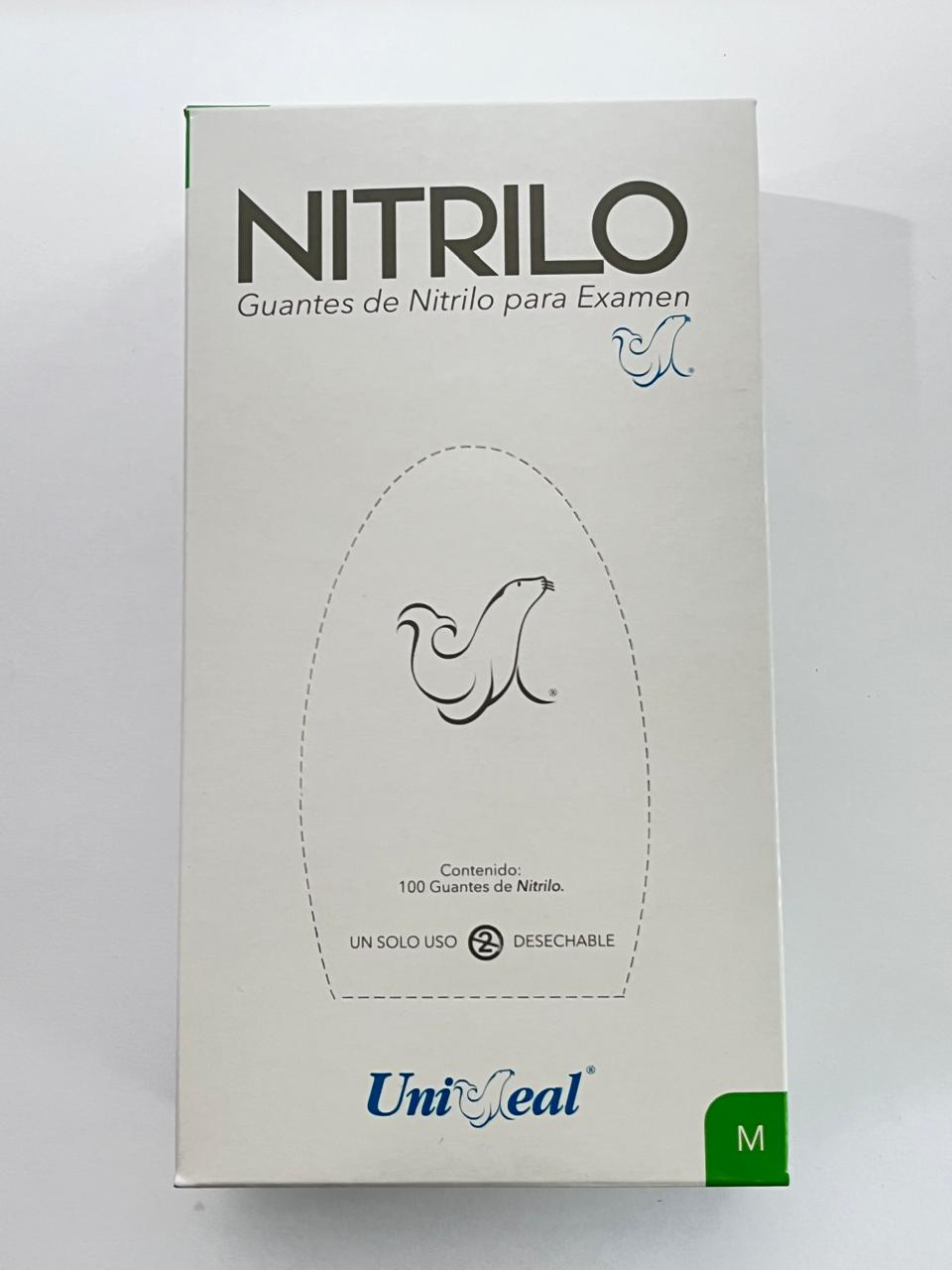 Caja guantes Nitrilo con 100 piezas Uniseal color negro tamaño mediano