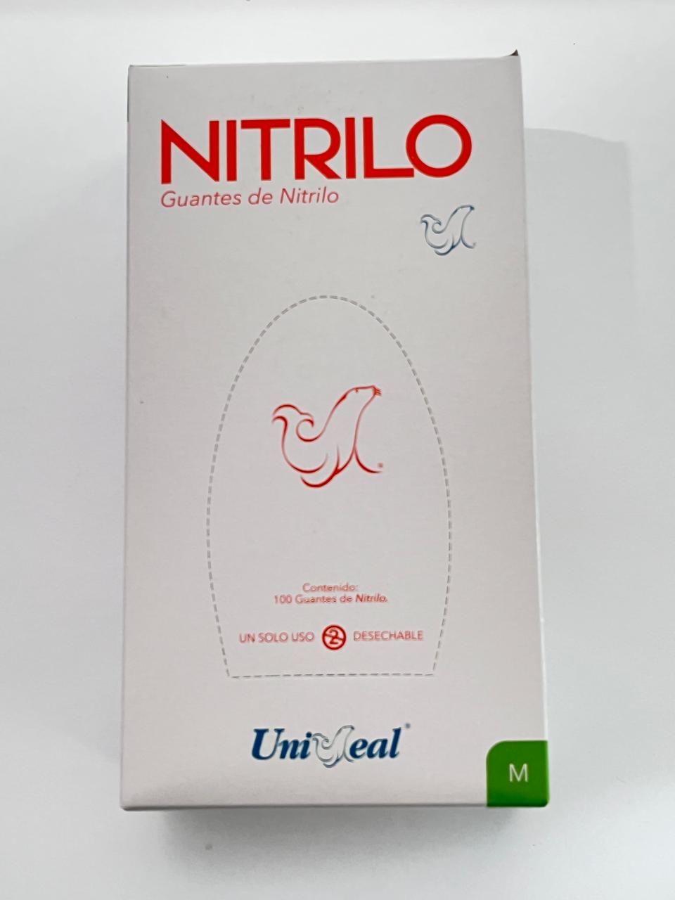 Caja guantes Nitrilo con 100 piezas Uniseal color naranja tamaño mediano