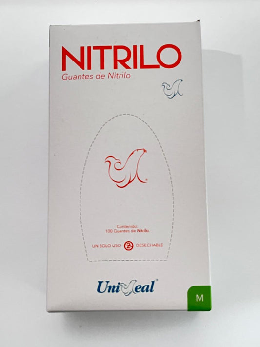 Caja guantes Nitrilo con 100 piezas Uniseal color naranja tamaño mediano