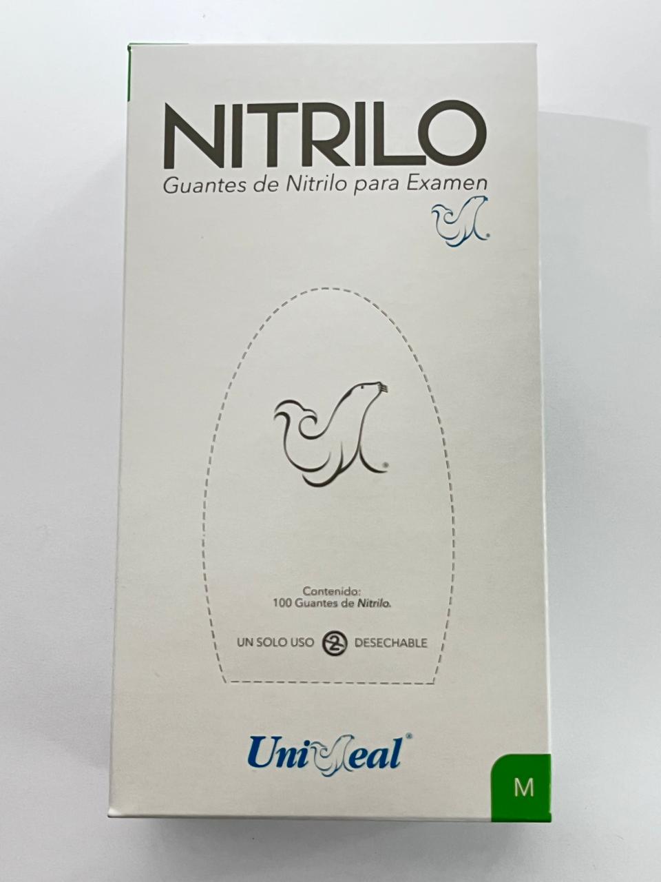 Caja guantes Nitrilo con 100 piezas Uniseal color blanco tamaño medianos
