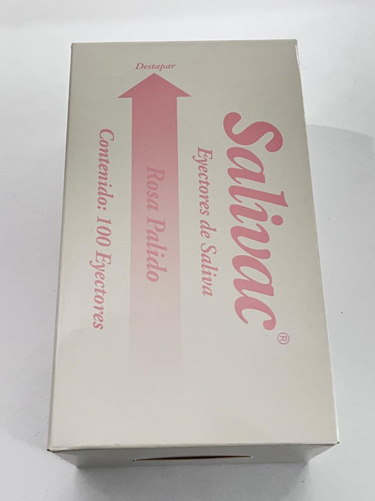 Eyector de saliva caja con 100 piezas uniseal color rosa palido