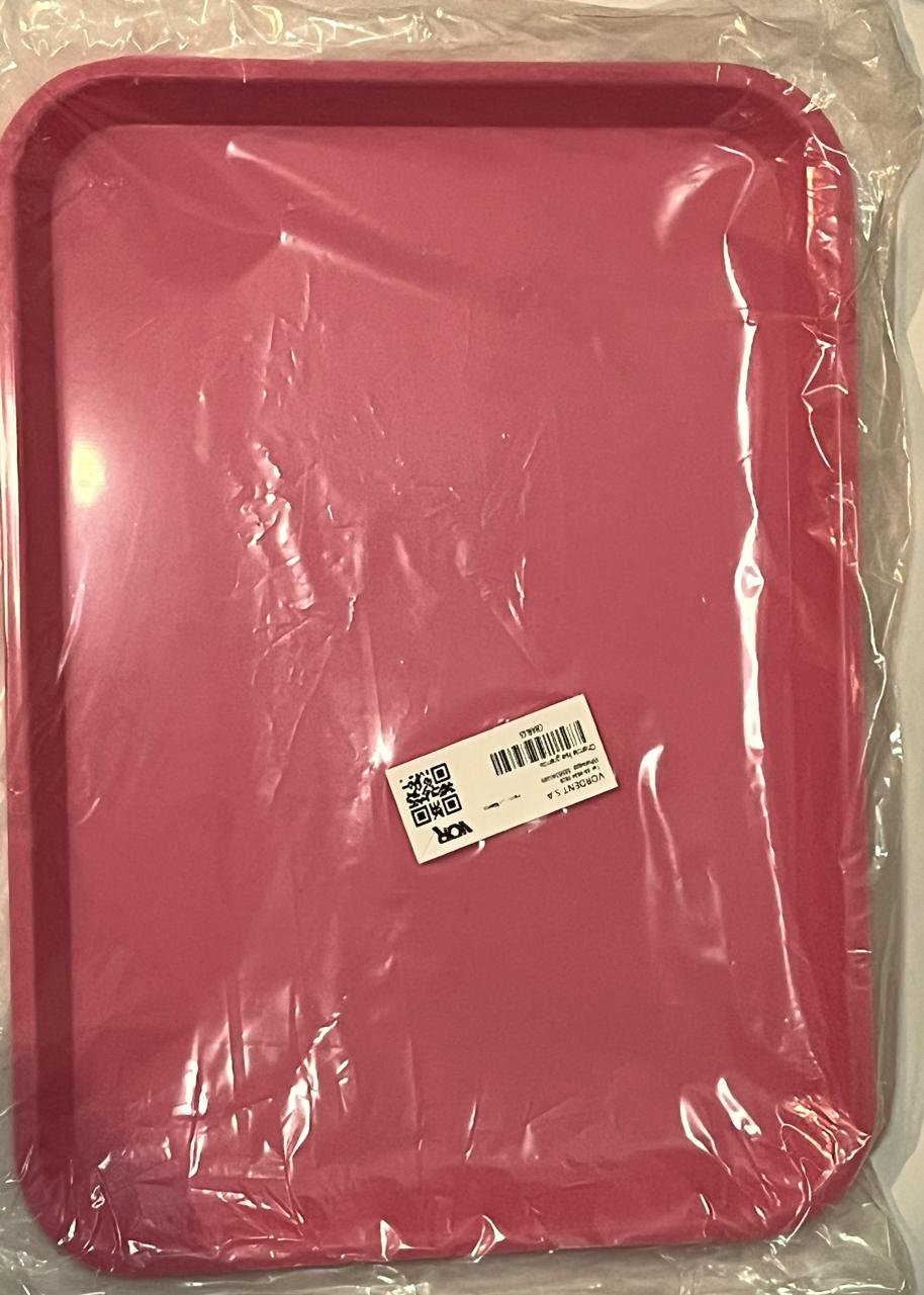 Charola plástica lisa grande color rosa fuerte marca Vor