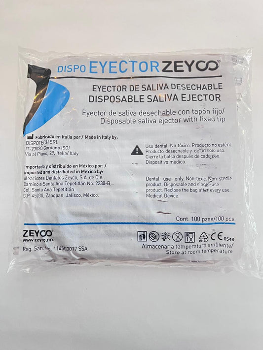 Eyectores de saliva con 100 marca zeyco cánula plástica
