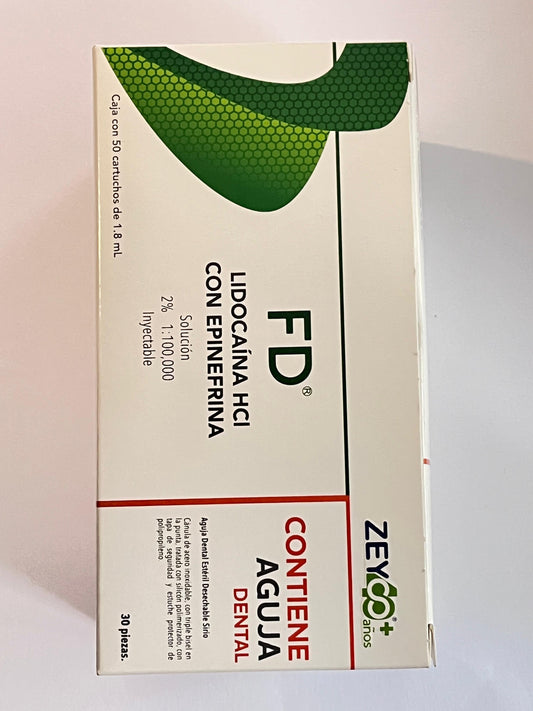 Caja Anestesia FD lidocaína con epinefrina 1.8ml con 50 cartuchos